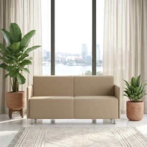 Divano 2 posti in ecopelle piedi nylon cromato serie NEWCLIP
